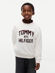 Ақ - Tommy Hilfiger логотипі бар замша түсті жағасы бар свитшот - 6суретінің 1 суреті