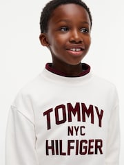 Ақ - Tommy Hilfiger логотипі бар замша түсті жағасы бар свитшот - 6суретінің 3 суреті