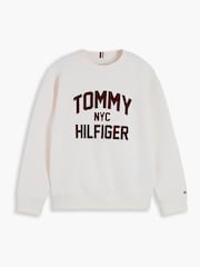 Ақ - Tommy Hilfiger логотипі бар замша түсті жағасы бар свитшот - 6суретінің 5 суреті
