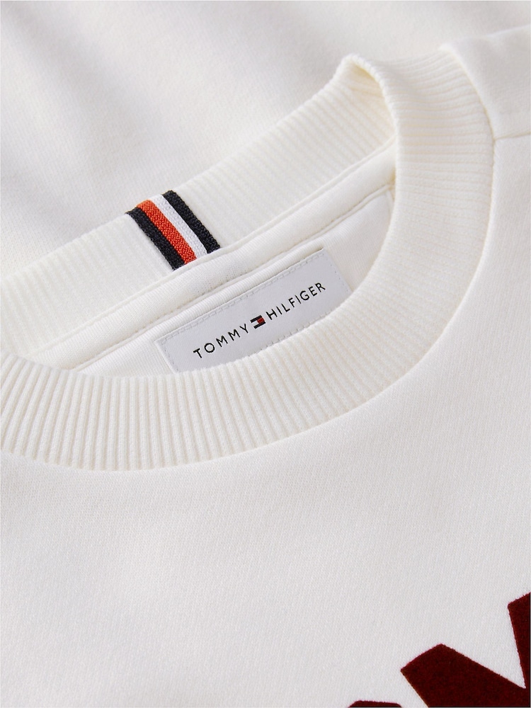 Ақ - Tommy Hilfiger логотипі бар замша түсті жағасы бар свитшот - 6суретінің 6 суреті