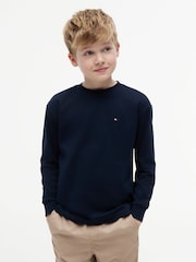 Tommy Hilfiger Blue Essential Flag Embroidery Long Sleeve T-Shirt - Image 1 of 7