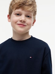 Tommy Hilfiger Blue Essential Flag Embroidery Long Sleeve T-Shirt - Image 4 of 7