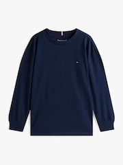 Tommy Hilfiger Blue Essential Flag Embroidery Long Sleeve T-Shirt - Image 5 of 7
