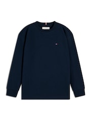 Tommy Hilfiger Blue Essential Flag Embroidery Long Sleeve T-Shirt - Image 6 of 7