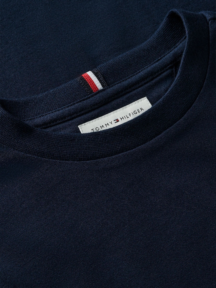 Tommy Hilfiger Blue Essential Flag Embroidery Long Sleeve T-Shirt - Image 7 of 7