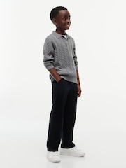 Tommy Hilfiger Grey Cable Knit Polo Jumper - Image 2 of 6