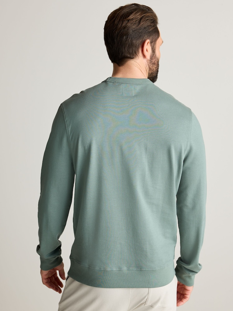 Green 100% Cotton Lightweight Crew Neck Sweatshirt - Image 2 of 7