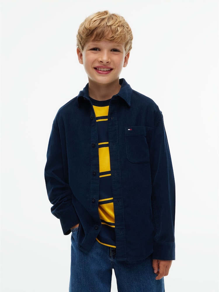 Tommy Hilfiger Blue Regular Fit Patch Pocket Corduroy Shirt - Image 1 of 5 Tommy Hilfiger Blue Regular Fit Patch Pocket Corduroy Shirt - Image 1 of 5