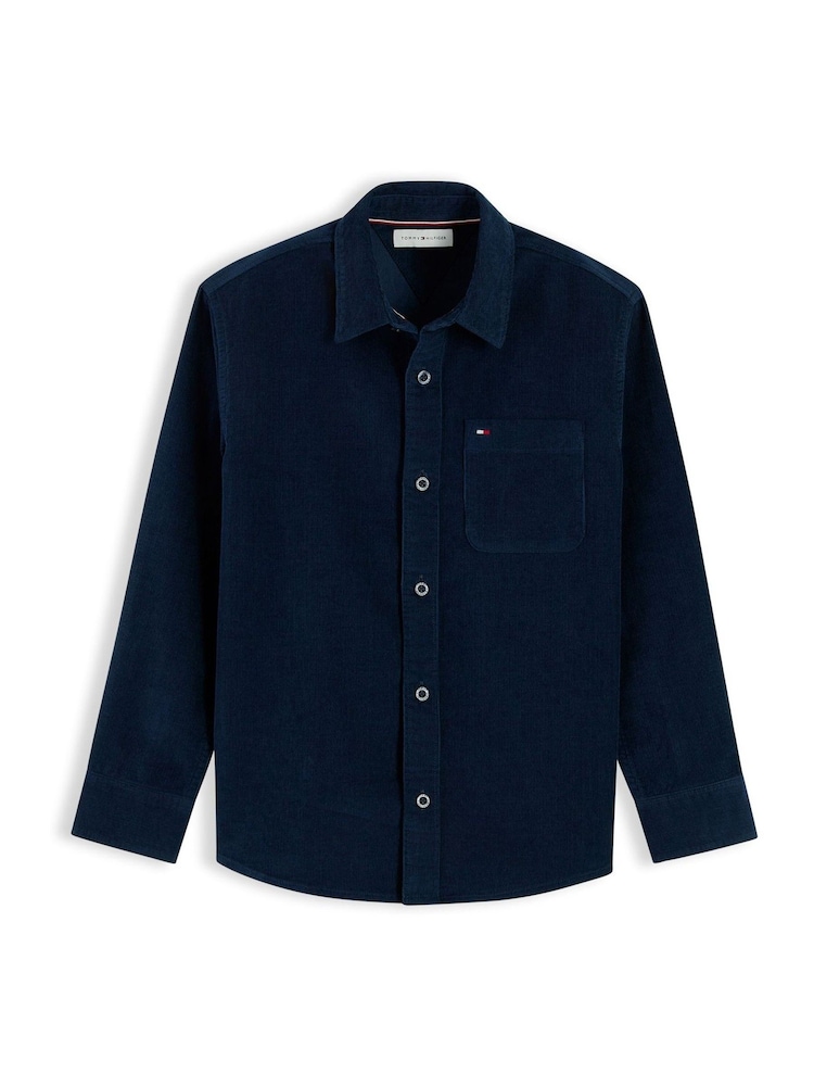 Tommy Hilfiger Blue Regular Fit Patch Pocket Corduroy Shirt - Image 5 of 5 Tommy Hilfiger Blue Regular Fit Patch Pocket Corduroy Shirt - Image 5 of 5