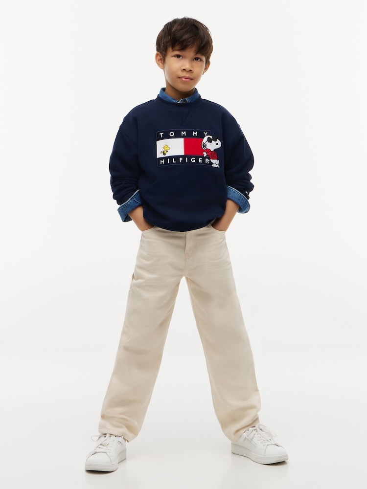 Tommy Hilfiger Blue Peanuts® Flag Graphic Embroidery Jumper - Image 3 of 3 Tommy Hilfiger Blue Peanuts® Flag Graphic Embroidery Jumper - Image 3 of 3