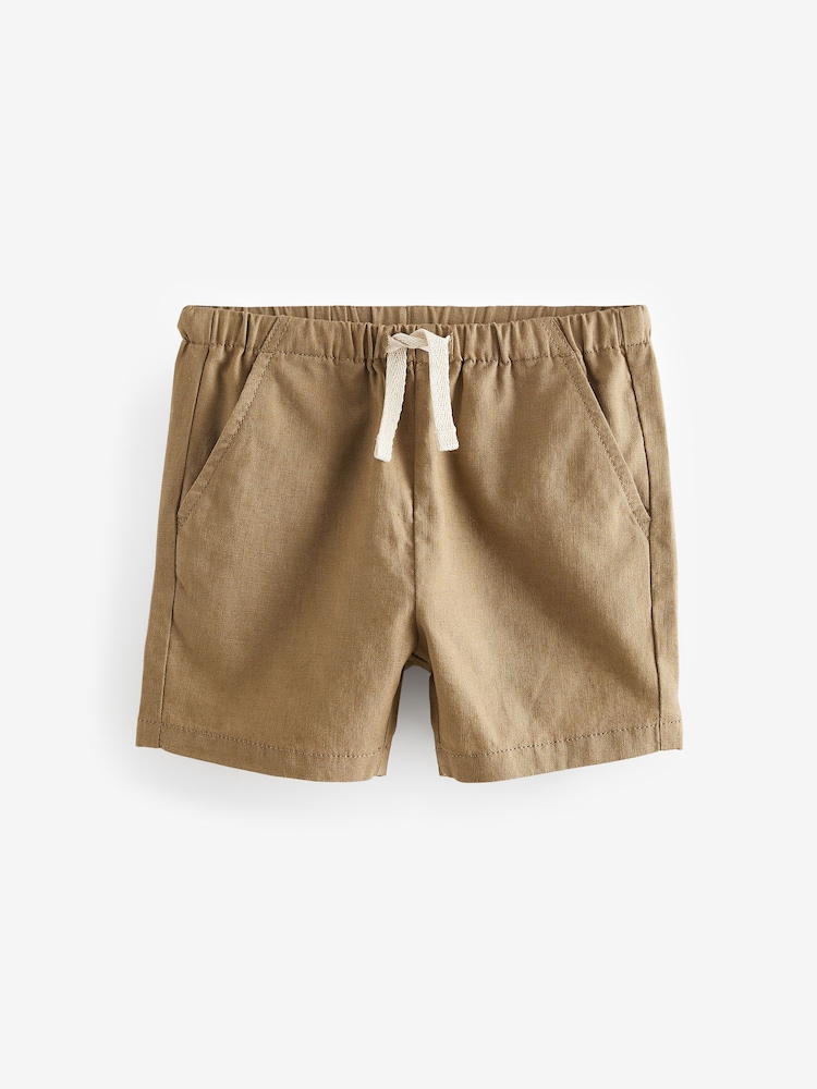 Tan Brown Linen Blend Pull-On Shorts (3mths-7yrs) - Image 1 of 5 Tan Brown Linen Blend Pull-On Shorts (3mths-7yrs) - Image 1 of 5