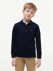 Tommy Hilfiger Blue Essential Regular Fit Long Sleeve Polo Shirt - Image 1 of 5