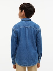 Tommy Hilfiger Blue Regular Fit Faded Logo Denim Shirt - Image 2 of 7