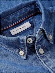 Tommy Hilfiger Blue Regular Fit Faded Logo Denim Shirt - Image 6 of 7