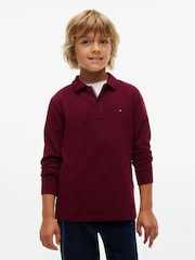 Tommy Hilfiger Red Essential Regular Fit Long Sleeve Polo Shirt - Image 1 of 7