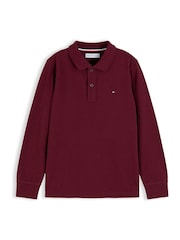 Tommy Hilfiger Red Essential Regular Fit Long Sleeve Polo Shirt - Image 7 of 7