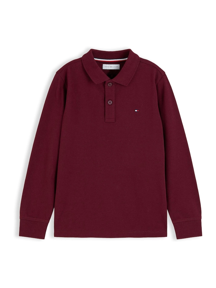 Tommy Hilfiger Red Essential Regular Fit Long Sleeve Polo Shirt - Image 7 of 7 Tommy Hilfiger Red Essential Regular Fit Long Sleeve Polo Shirt - Image 7 of 7