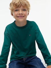 Tommy Hilfiger Green Essential Flag Embroidery Long Sleeve T-Shirt - Image 3 of 6