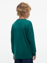 Tommy Hilfiger Green Essential Flag Embroidery Long Sleeve T-Shirt - Image 4 of 6