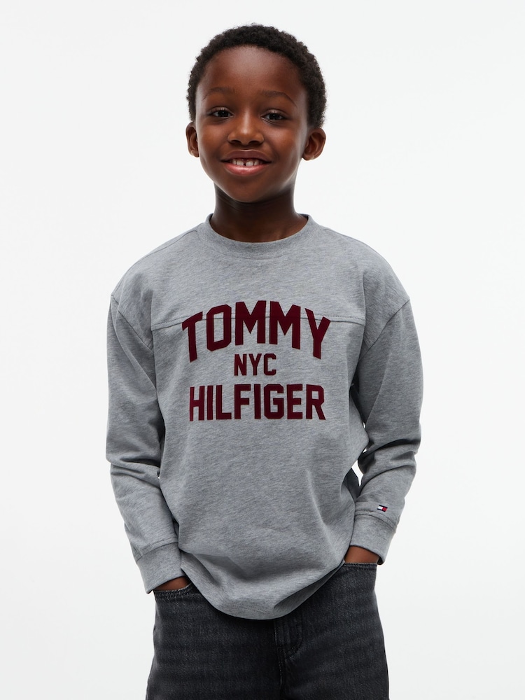 Tommy Hilfiger Grey Logo Long Sleeve T-Shirt - Image 1 of 6