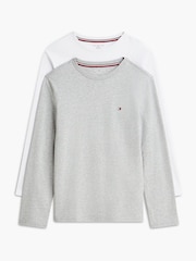 Tommy Hilfiger Grey Signature Jersey Long Sleeve Lounge T-Shirts 2-Pack - Image 1 of 2