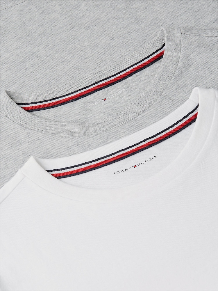 Tommy Hilfiger Grey Signature Jersey Long Sleeve Lounge T-Shirts 2-Pack - Image 2 of 2 Tommy Hilfiger Grey Signature Jersey Long Sleeve Lounge T-Shirts 2-Pack - Image 2 of 2