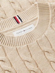 ذهبي - كنزة محبوكة بخيوط طويلة متداخلة بياقة بحافة مستديرة من Tommy Hilfiger - صورة 6 من 6