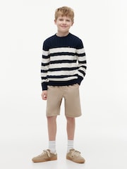 أزرق داكن أزرق - كنزة محبوكة بخيوط طويلة متداخلة بياقة بحافة مستديرة من Tommy Hilfiger - صورة 2 من 5
