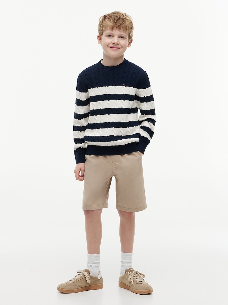 أزرق داكن أزرق - كنزة محبوكة بخيوط طويلة متداخلة بياقة بحافة مستديرة من Tommy Hilfiger - صورة 2 من 5
