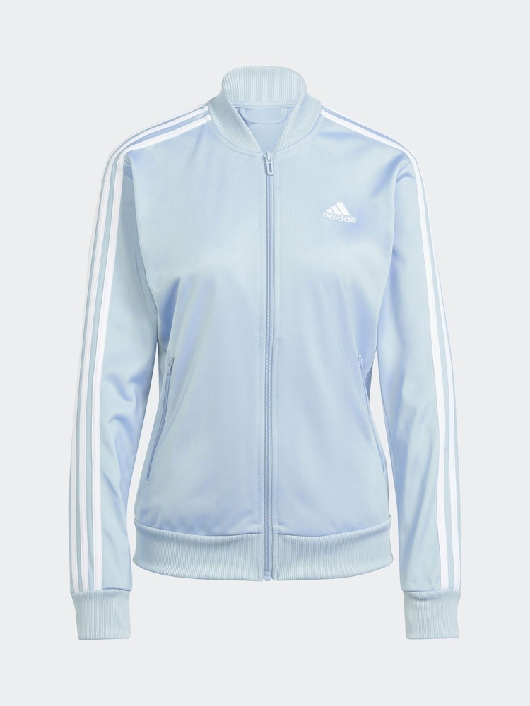 adidas Light Blue 3 Stripe Essentials Tracksuit - Image 7 of 9