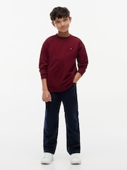 Rood - Tommy Hilfiger Essential T-shirt met lange mouwen en vlagborduurwerk - Afbeelding 2 van 6