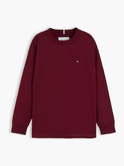 Rood - Tommy Hilfiger Essential T-shirt met lange mouwen en vlagborduurwerk - Afbeelding 5 van 6