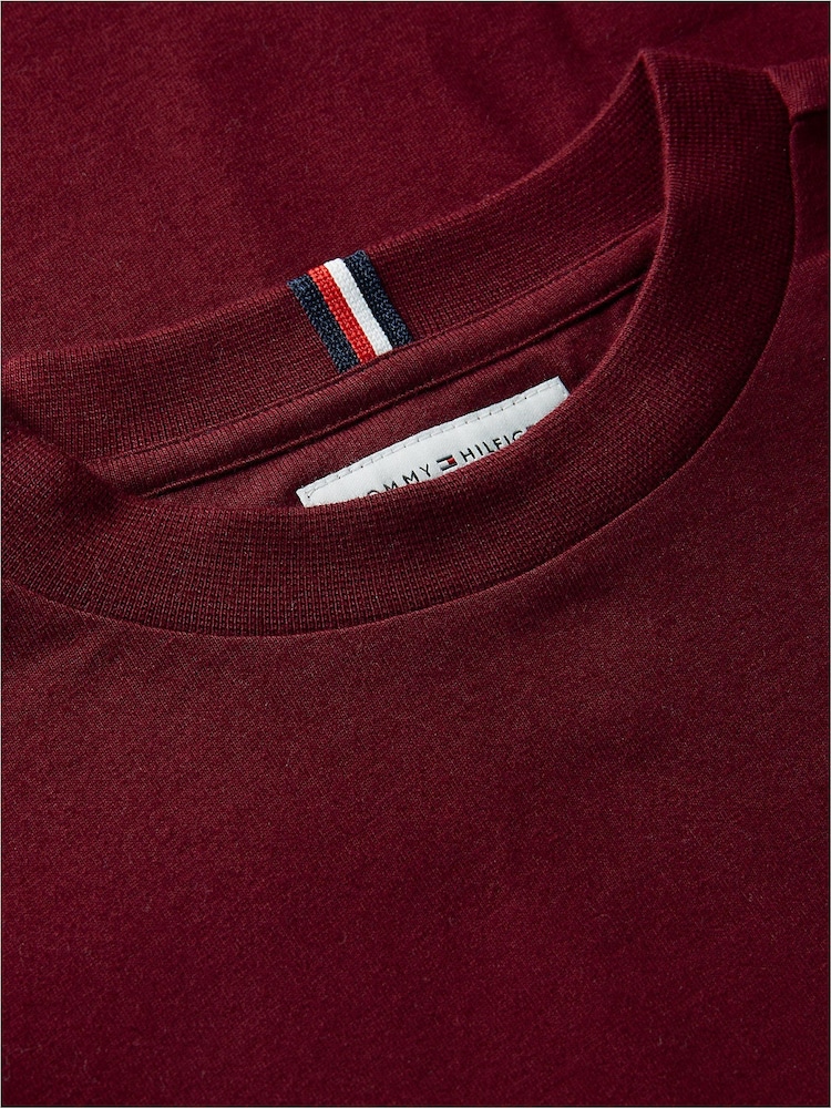 Rood - Tommy Hilfiger Essential T-shirt met lange mouwen en vlagborduurwerk - Afbeelding 6 van 6