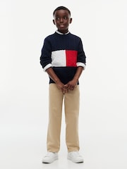أزرق - كنزة محبوكة بخيوط طويلة متداخلة بياقة بحافة مستديرة من Tommy Hilfiger - صورة 2 من 6