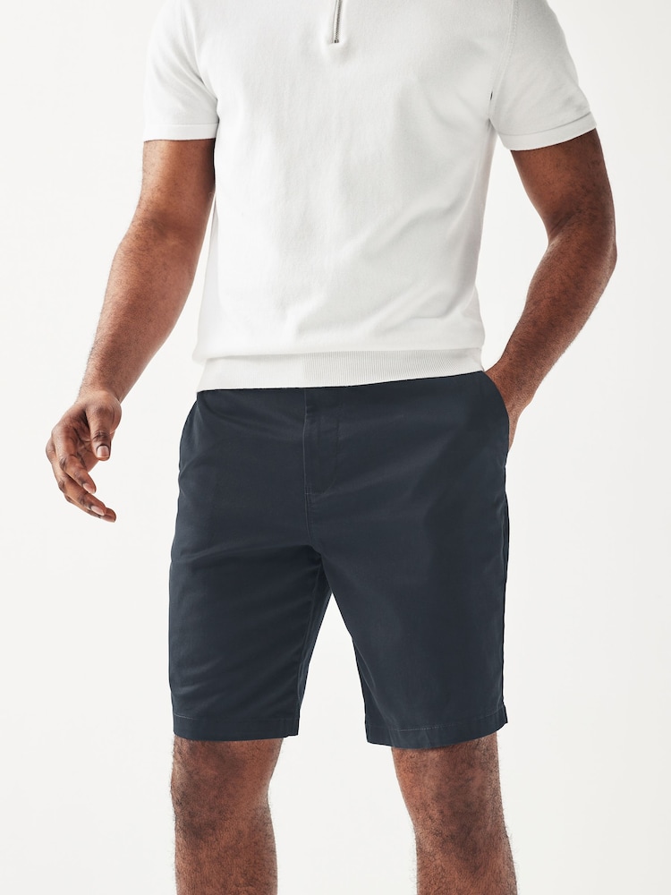 Navy/Stone Slim Fit Stretch Chino Shorts 2 Pack - Image 2 of 13