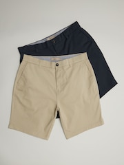 Navy/Stone Slim Fit Stretch Chino Shorts 2 Pack - Image 8 of 13