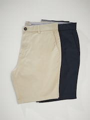 Navy/Stone Slim Fit Stretch Chino Shorts 2 Pack - Image 9 of 13