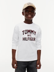 Tommy Hilfiger White Logo Long Sleeve T-Shirt - Image 1 of 6
