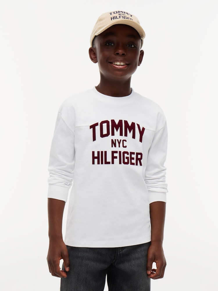 Tommy Hilfiger White Logo Long Sleeve T-Shirt - Image 1 of 6