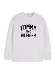 Tommy Hilfiger White Logo Long Sleeve T-Shirt - Image 5 of 6