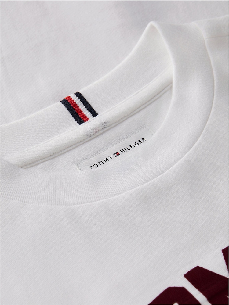 Tommy Hilfiger White Logo Long Sleeve T-Shirt - Image 6 of 6