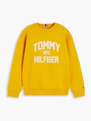 Tommy Hilfiger Yellow Logo Sueded Crew Neck Sweatshirt - Image 1 of 2
