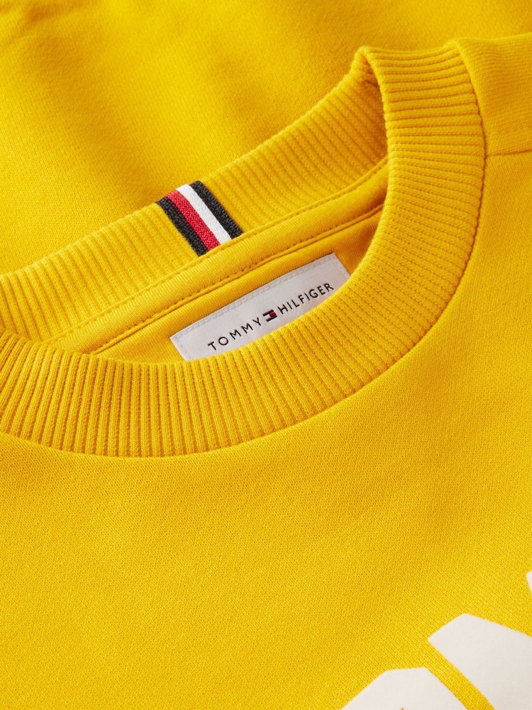 Tommy Hilfiger Yellow Logo Sueded Crew Neck Sweatshirt - Image 2 of 2 Tommy Hilfiger Yellow Logo Sueded Crew Neck Sweatshirt - Image 2 of 2