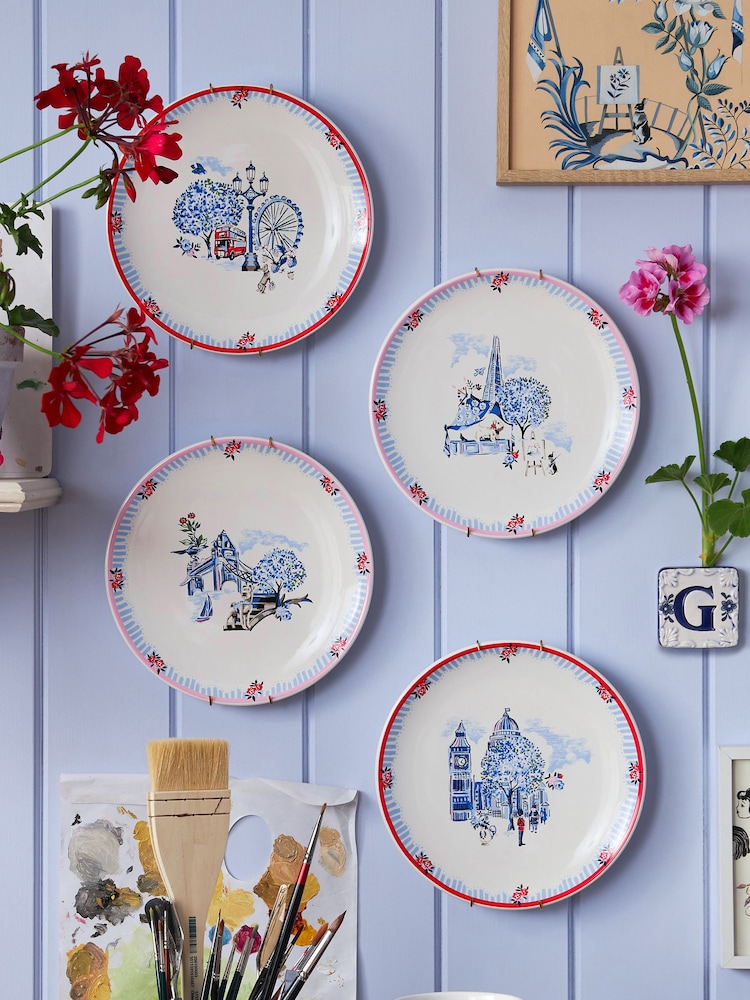 Cath Kidston Set of 4 Cream London Side Plates - Image 1 of 5
