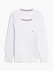 Tommy Hilfiger White Signature Jersey Long Sleeve Lounge T-Shirts 2-Pack - Image 1 of 6