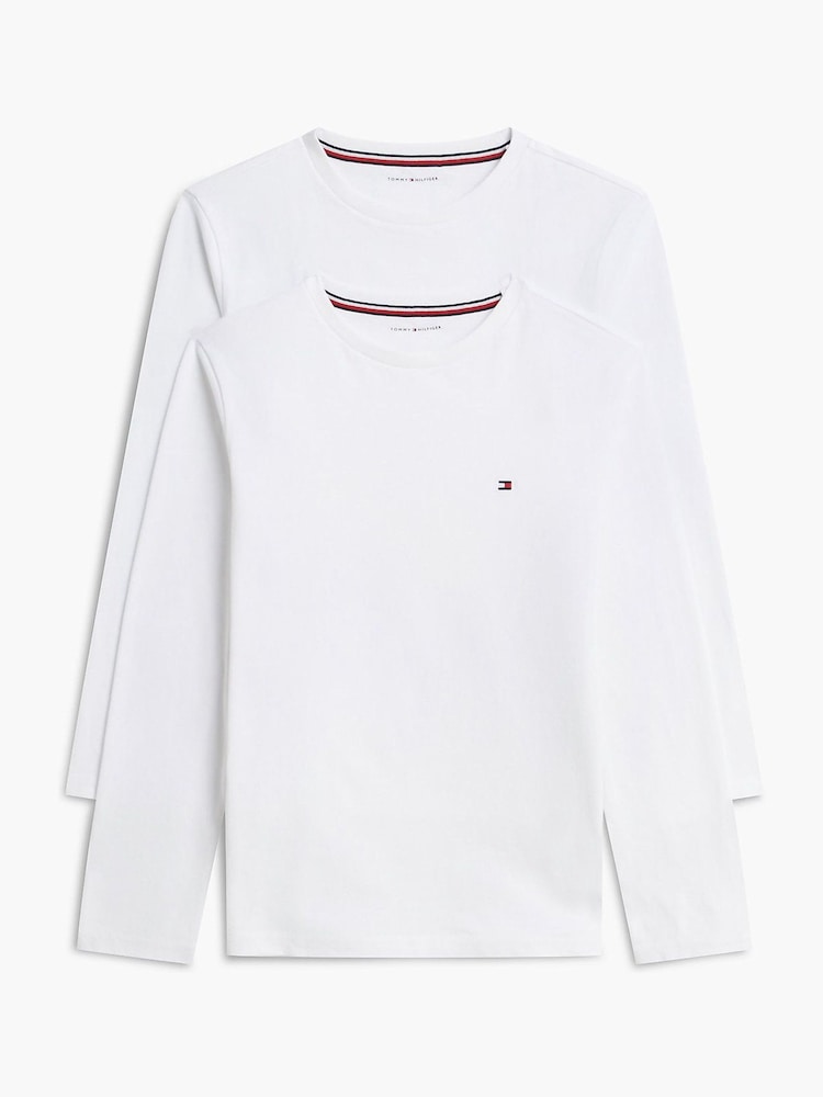 Tommy Hilfiger White Signature Jersey Long Sleeve Lounge T-Shirts 2-Pack - Image 1 of 6 Tommy Hilfiger White Signature Jersey Long Sleeve Lounge T-Shirts 2-Pack - Image 1 of 6