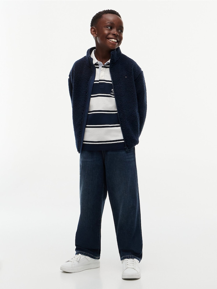Tommy Hilfiger Blue Back Flag Polar Fleece Zip-Thru Sweatshirt - Image 2 of 8