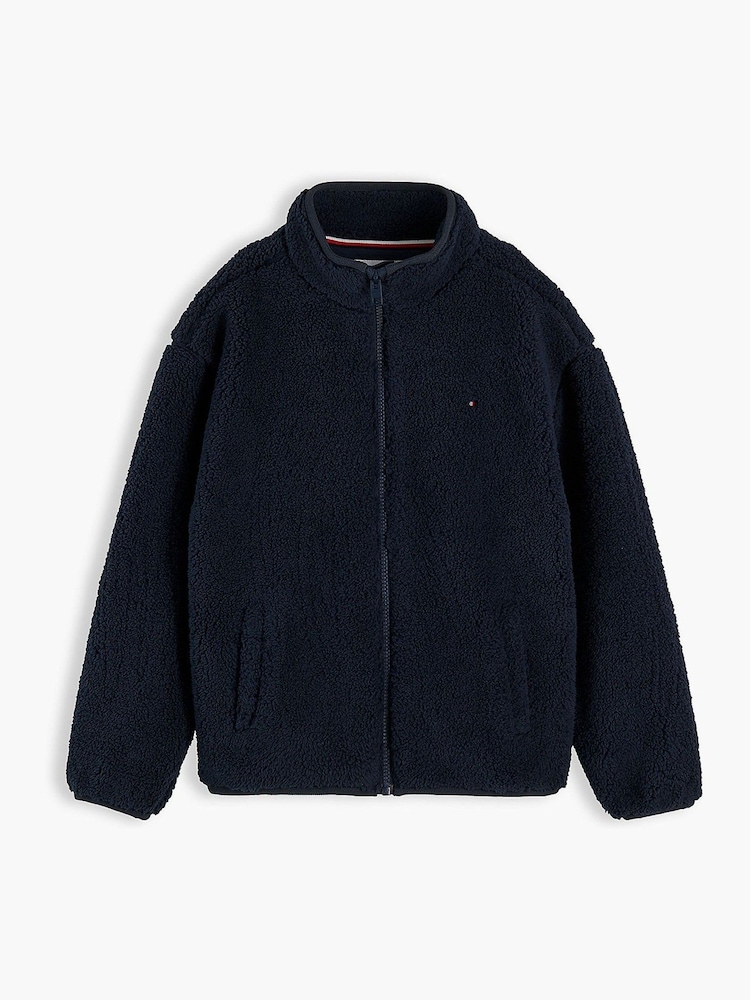 Tommy Hilfiger Blue Back Flag Polar Fleece Zip-Thru Sweatshirt - Image 8 of 8
