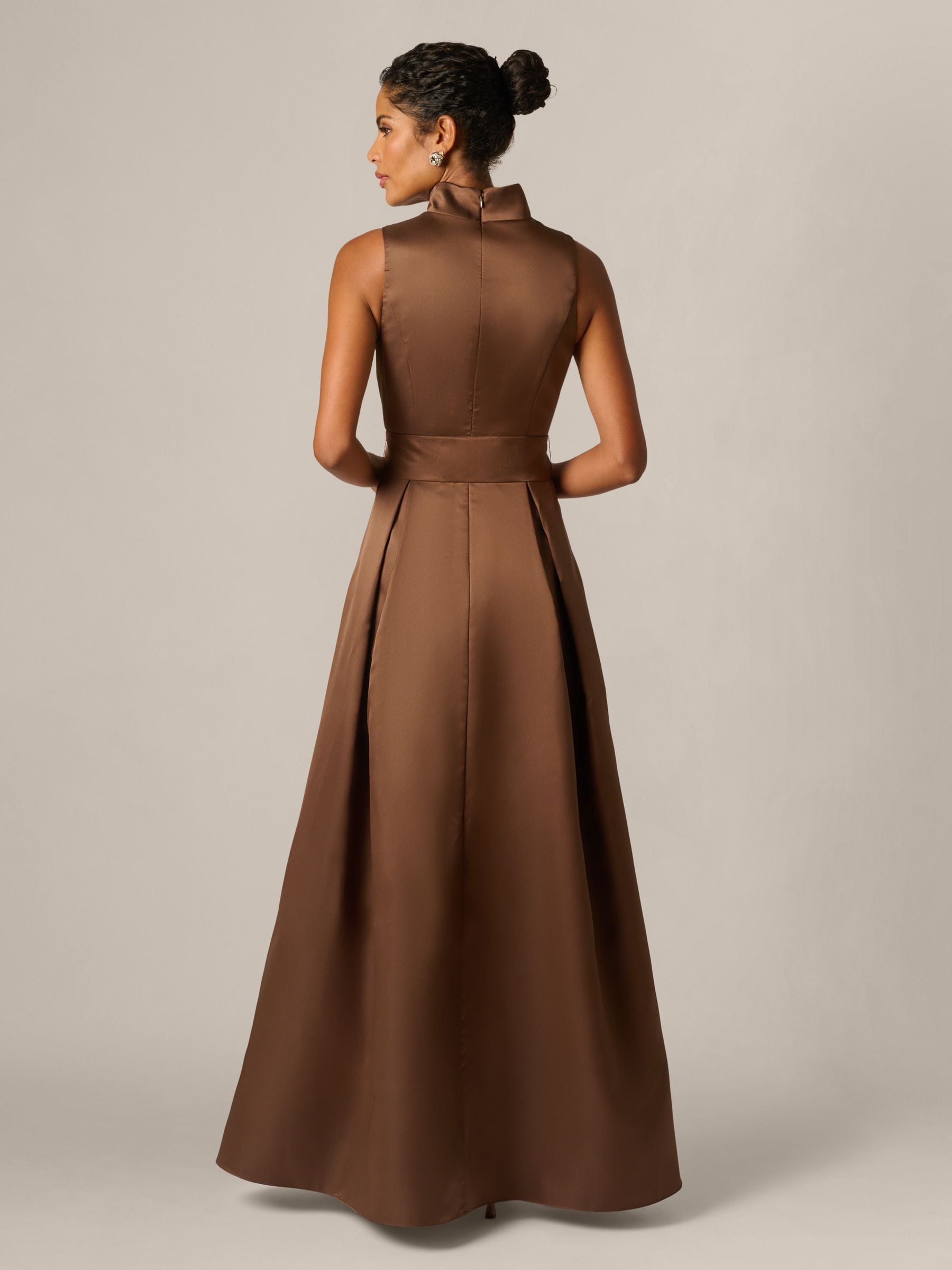 formal dress brown A-Line Satin Velvet Brown Long Prom Dress, Brown Long Formal Dress  shdress
