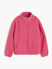 وردي - سويت شيرت من الفليس القطبي بسحاب كامل وعلم على الظهر من Tommy Hilfiger - صورة 5 من 6